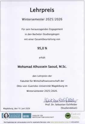 Lehrpreis WS25/26 Saoud