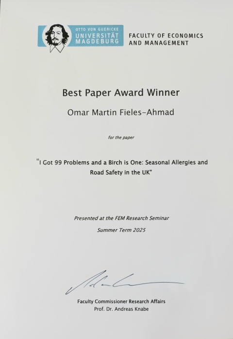 Best Paper Award SS 2025 Best Paper Award SS 2025