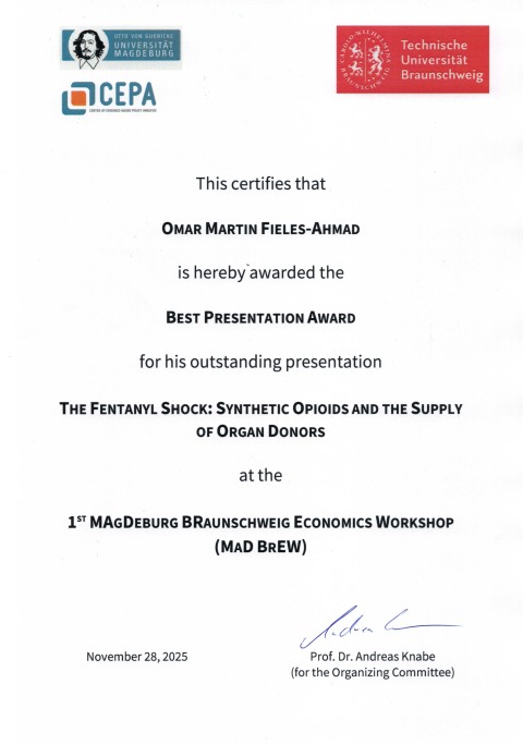 Best Presentation Award Fieles-Ahmad Best Presentation Award Fieles-Ahmad